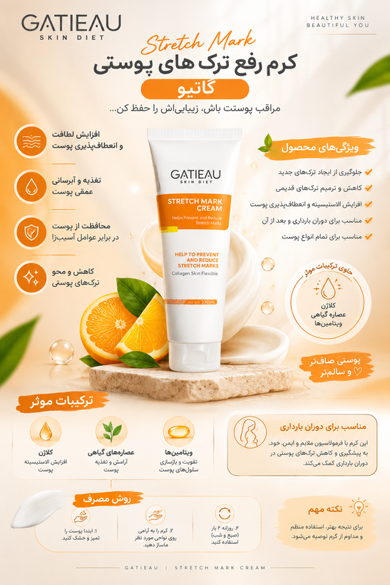 کرم رفع ترک بارداری و پارگی پوست (استکرچ مارک) گاتیو ایتالیا_۱۰۰ml
